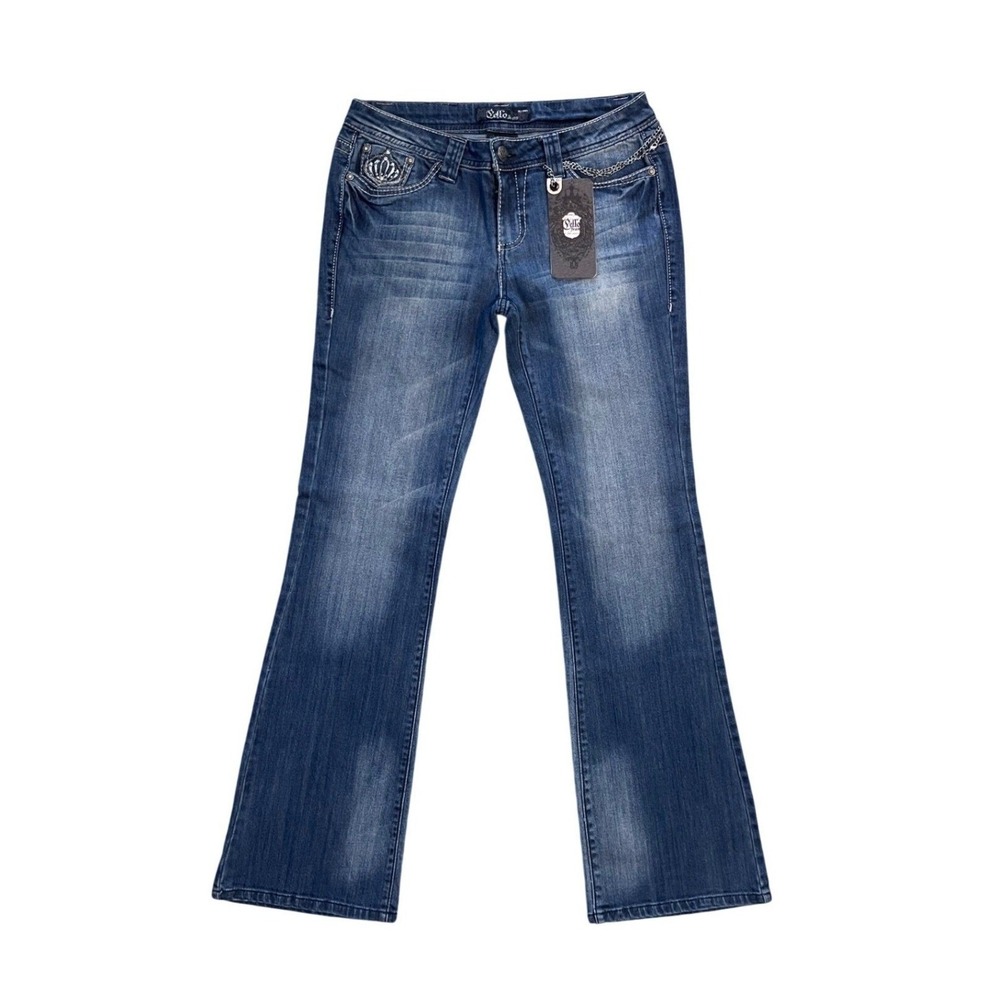 Cello Jeans Bootcut Women 9 Blue NWT Embellished Rhinestone Low Rise Y2K Grunge